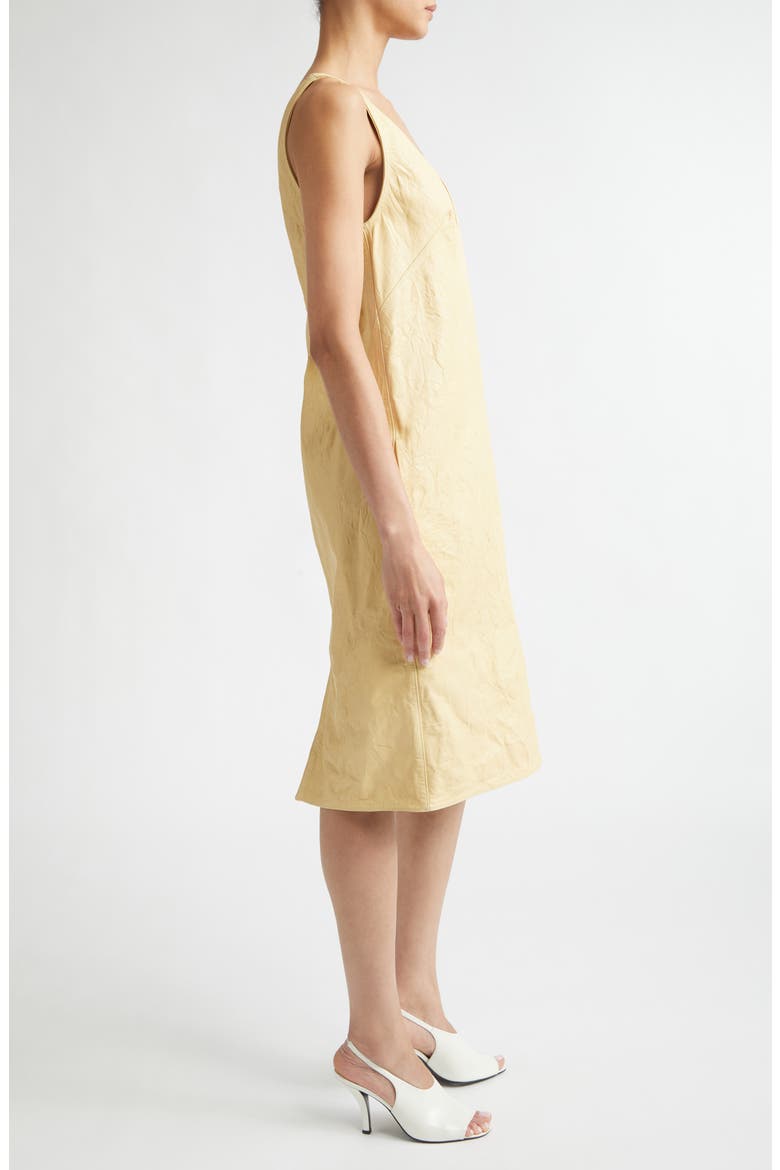 Crinkled Leather Shift Dress, Alternate, color, CHAMPAGNE