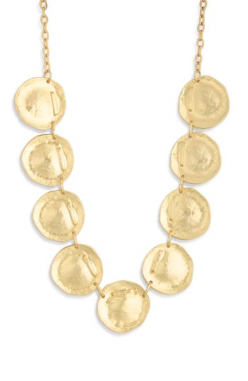 Karine Sultan Textured Disc Frontal Necklace In Gold