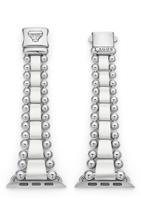 Smart Caviar White Ceramic & Stainless Steel Apple Watch® Watchband