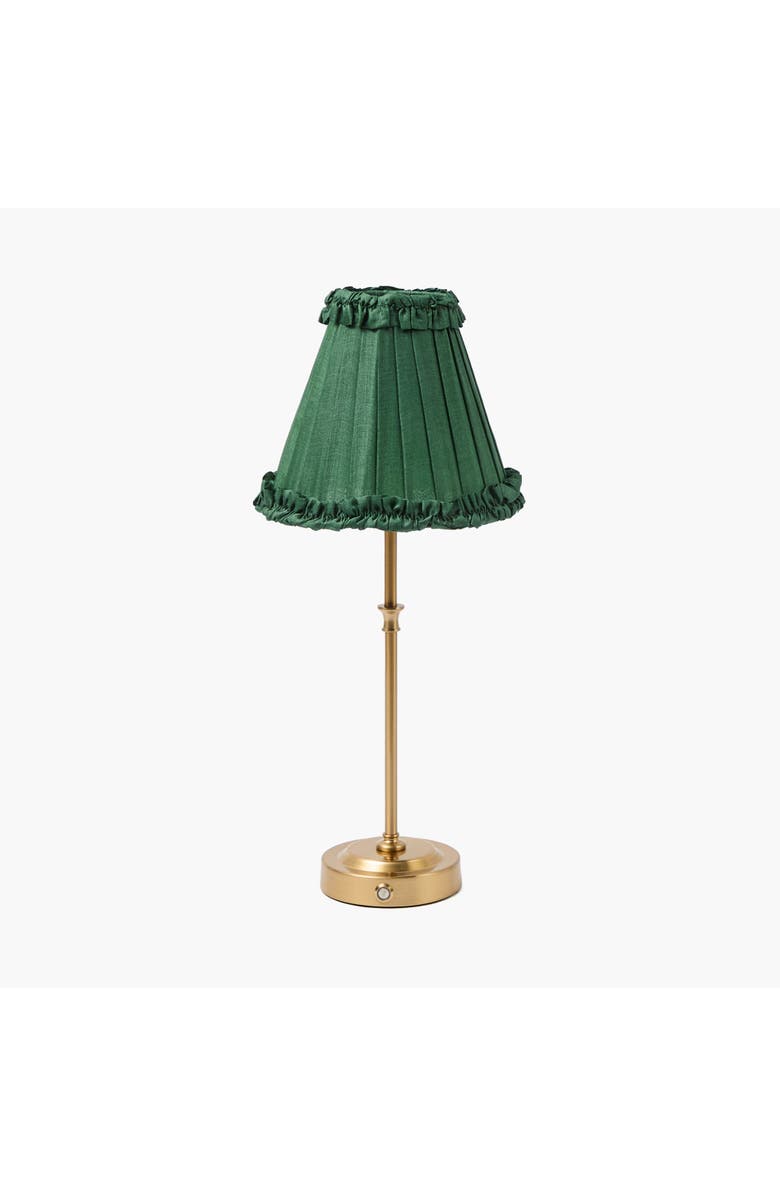 Mrs. Alice Forest Green Frilled Silk Lampshade, Alternate, color, Green