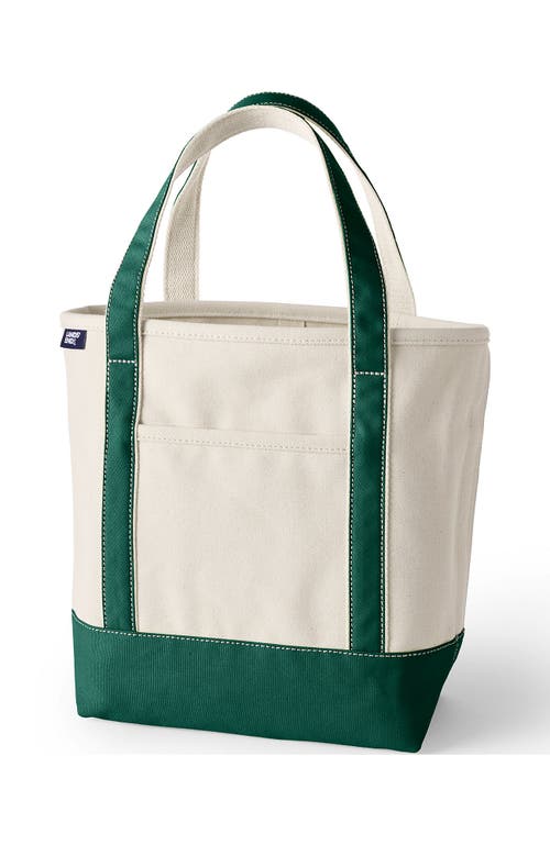 Lands' End Open Top Canvas Tote Bag In Natural/bright Spruce