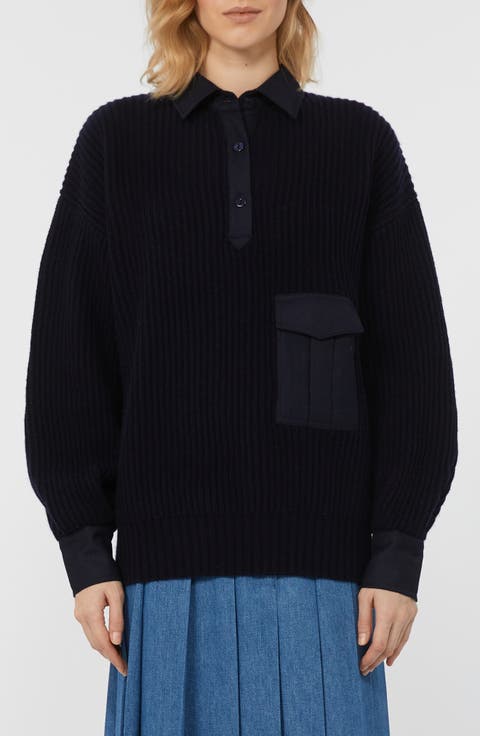 Vanda Virgin Wool & Cashmere Rib Polo Sweater