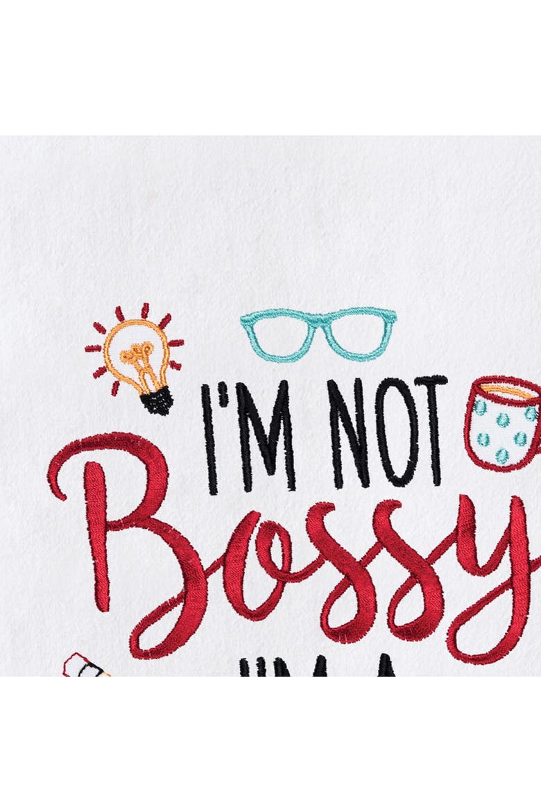 Bossy Teacher Kitchen and Bathroom Embroidered Hand Towel, Alternate, color, Red