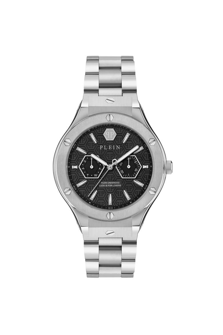 Plein Underdog Multifunction Bracelet Watch Men, Main, color, Silver/Black