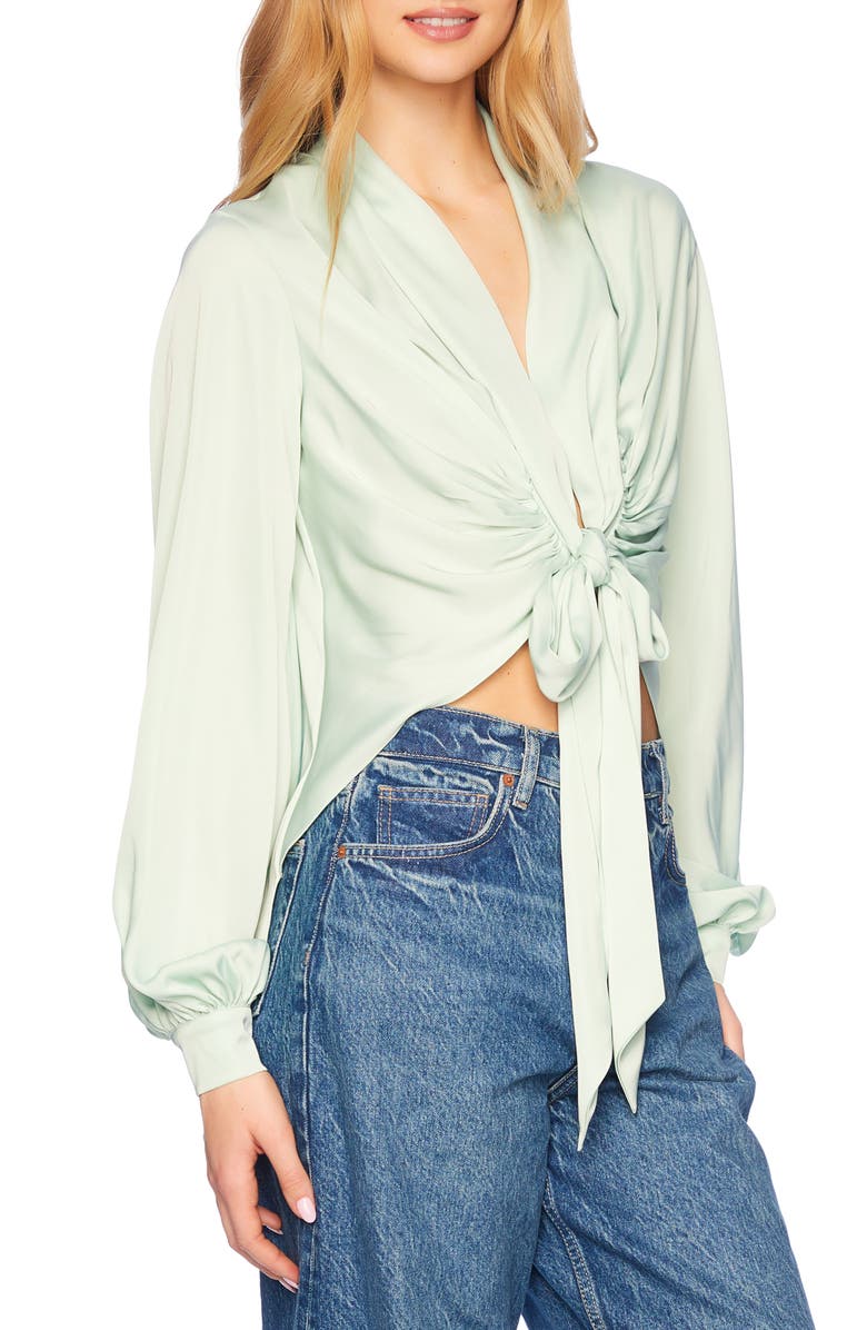 Susana Monaco Tie Hem Matte Satin Top, Main, color,