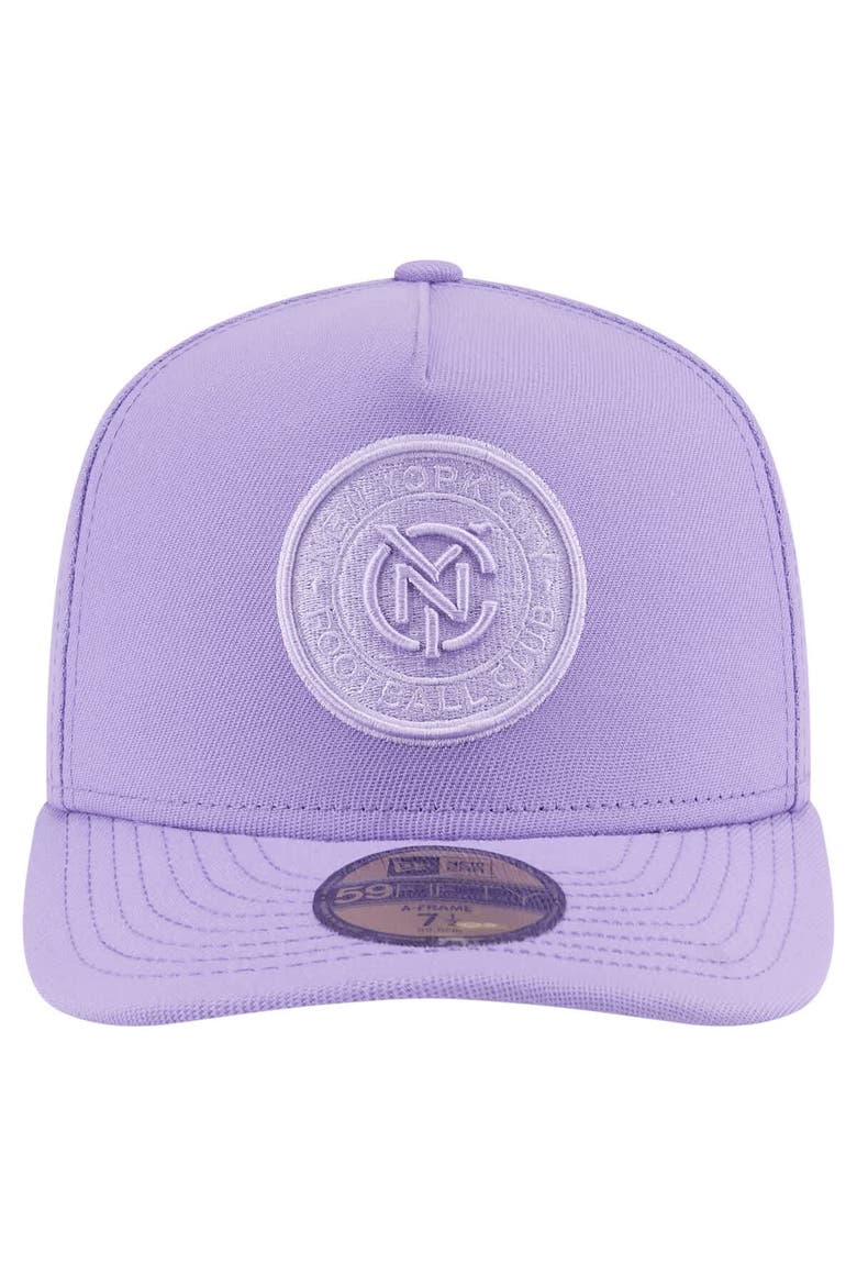 Men's New Era Purple New York City FC Color Pack A-Frame 59FIFTY Fitted Hat, Alternate, color, Purple