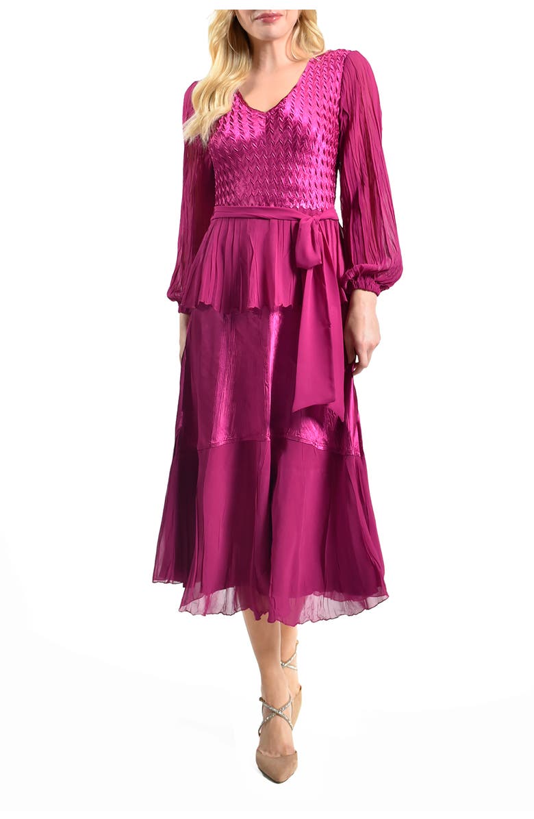 Komarov Long Sleeve Peplum Dress, Main, color, Magenta