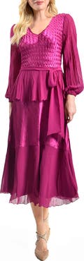 Komarov Long Sleeve Peplum Dress
