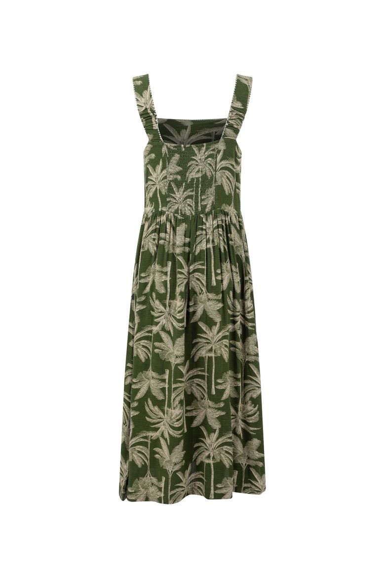 Tatum Printed Square Neck Midi Dress, Alternate, color, Ginko Green