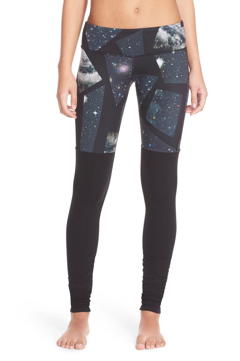 'Goddess' Ribbed Leggings, Main, color, VAPOR SPACE/ BLACK