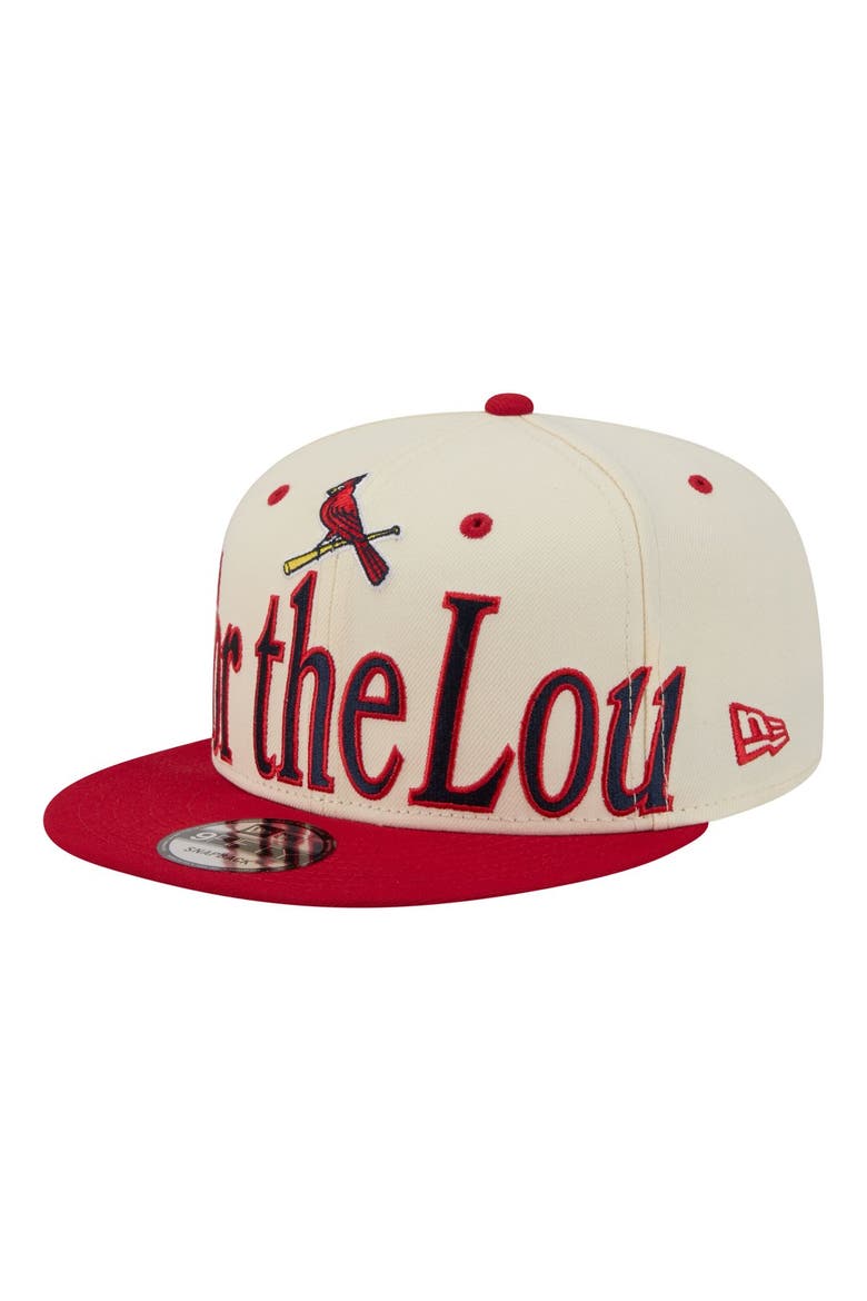 Men's New Era Cream St. Louis Cardinals Oversized Slogan 9FIFTY Snapback Hat, Alternate, color, Cream