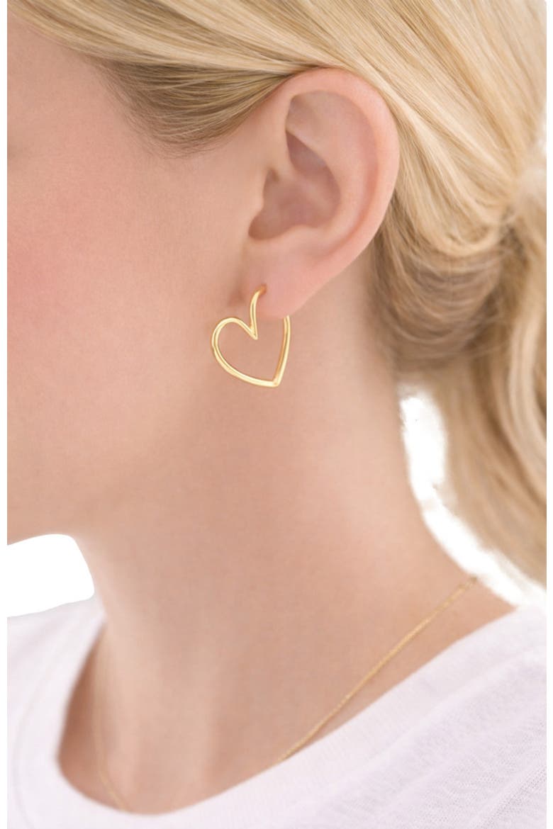Heart Gold Hoops, Alternate, color, Gold