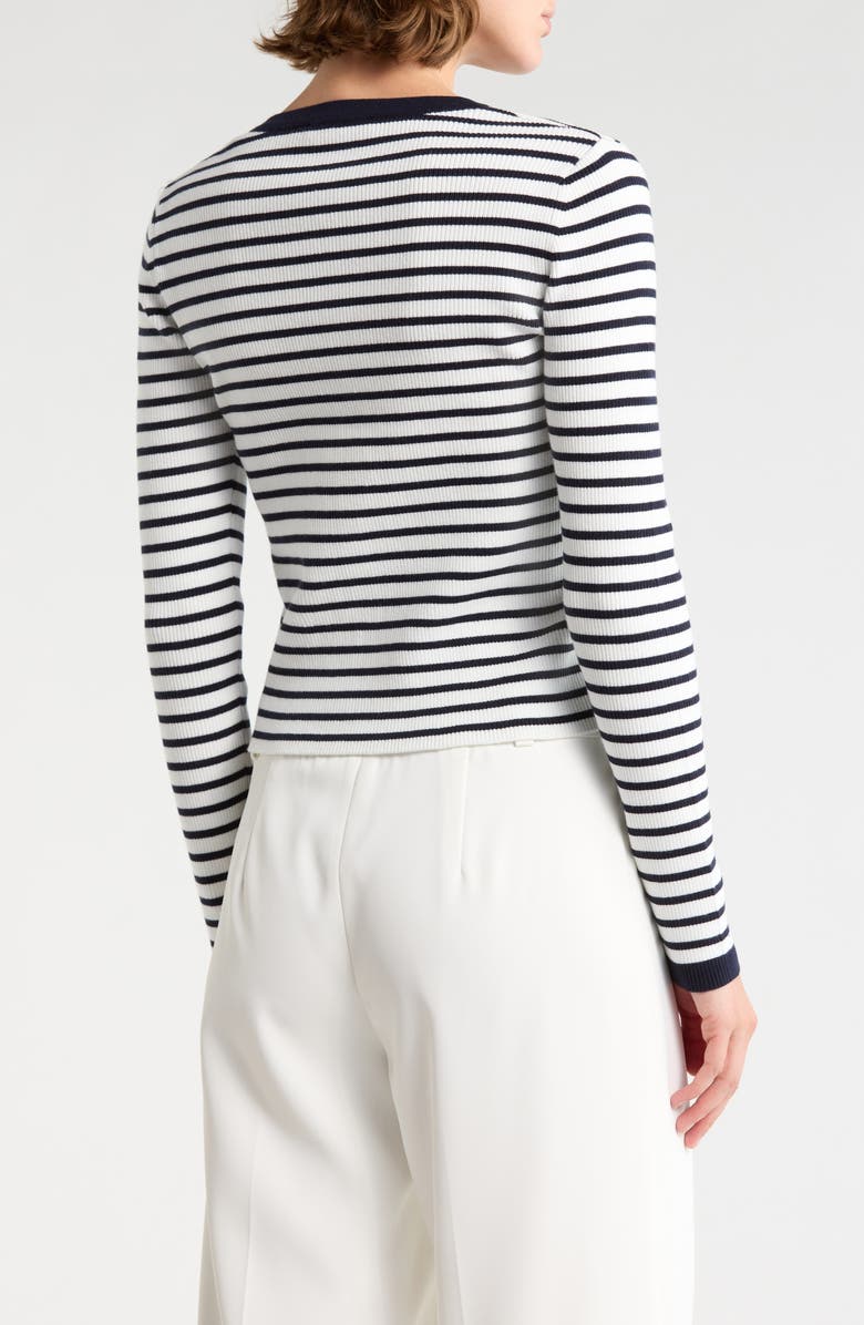 Elie Tahari The Sabella Cardigan, Alternate, color, Sky White / Navy