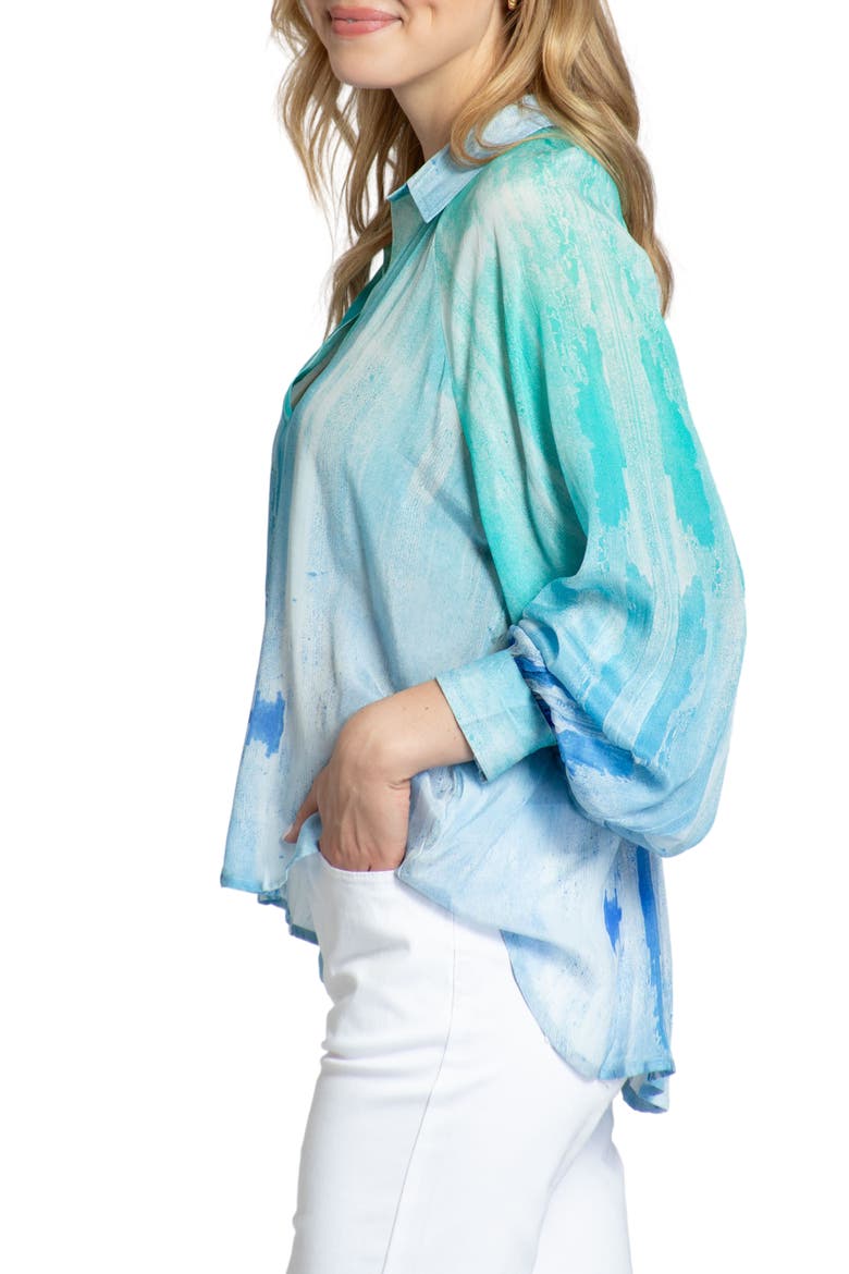 Half Placket Top, Alternate, color, TURQUOISE MULTI