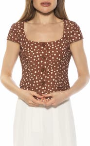 Alexia Admor Cap Sleeve Button-Up Top