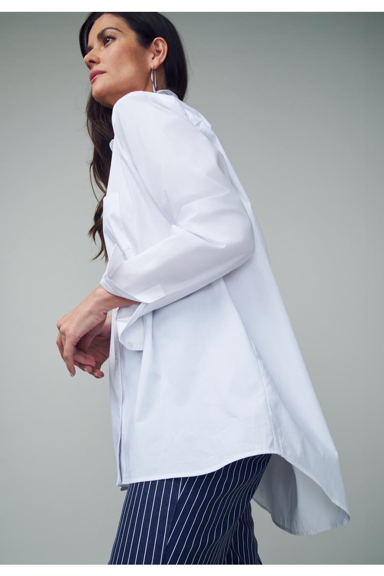 Stretch Cotton Oversized Poplin Shirt, Alternate, color, WHITE