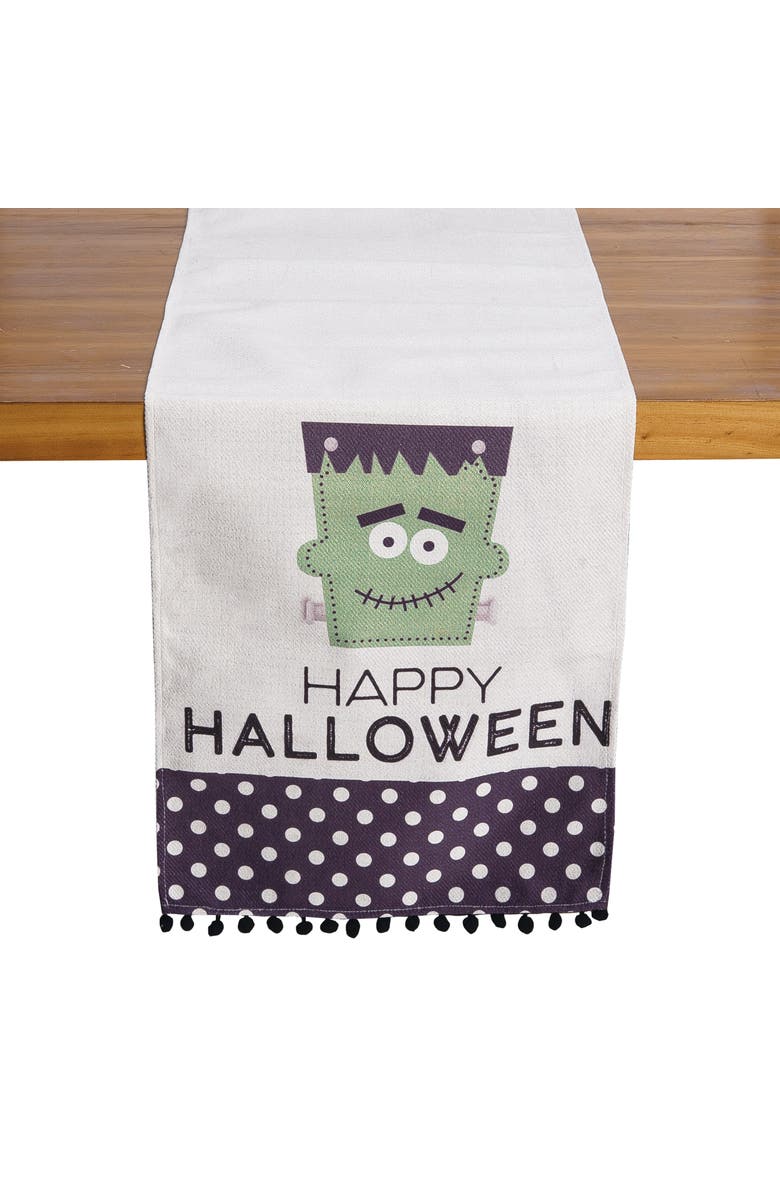 Transpac Halloween Trick or Treat Table Runner Green Indoor Decoration, Main, color, Green