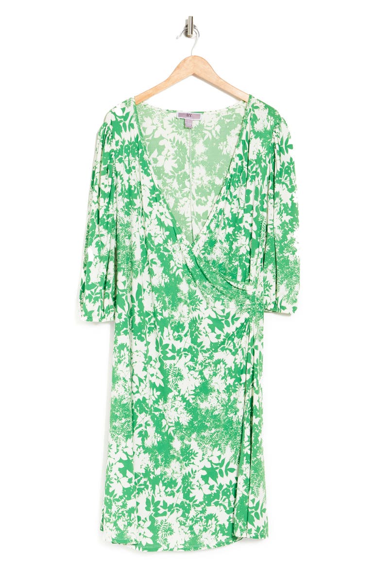 Amelia Side Ruched Surplice Dress, Alternate, color, BOTANICAL