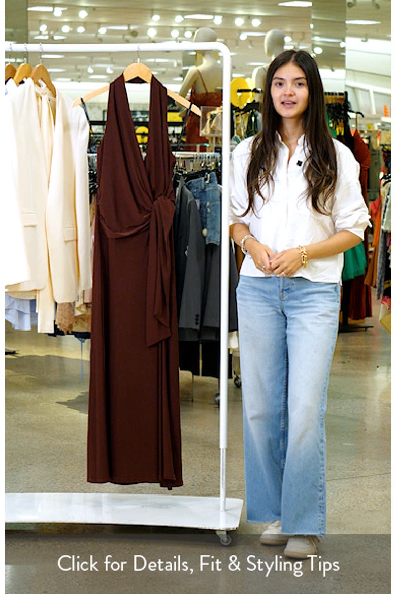 Aaliyah Faux Wrap Halter Maxi Dress video