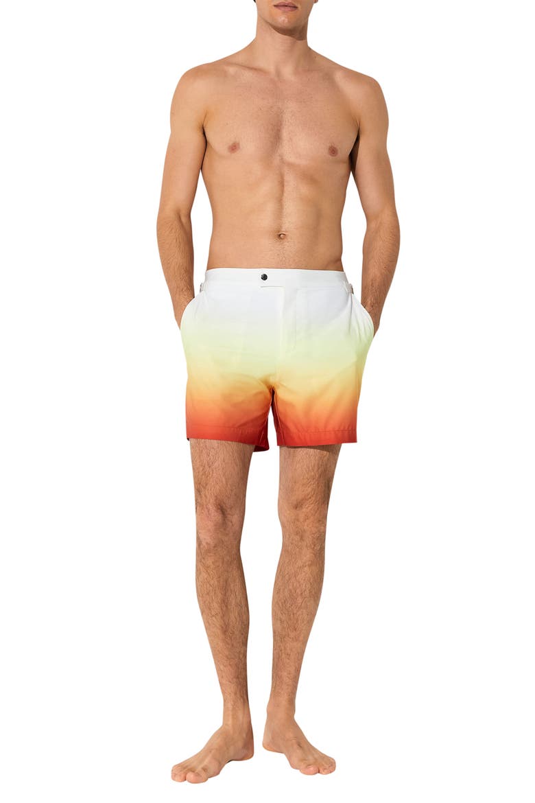 Amore Ombré Side Adjuster Swim Trunks, Alternate, color, ORANGE