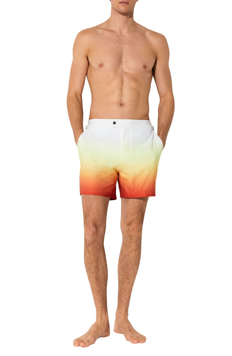 Reiss Amore Ombré Side Adjuster Swim Trunks, Alternate, color, Orange