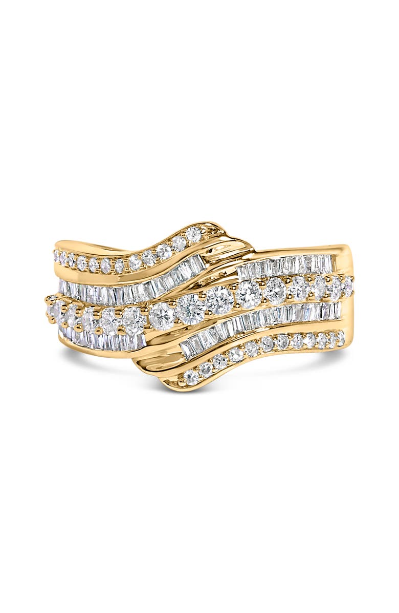 Haus of Brilliance 10K Yellow Gold 1.0 Cttw Diamond Multi-Row Wave Bypass Ring, Main, color, Yellow Gold