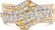 Haus of Brilliance 10K Yellow Gold 1.0 Cttw Diamond Multi-Row Wave Bypass Ring