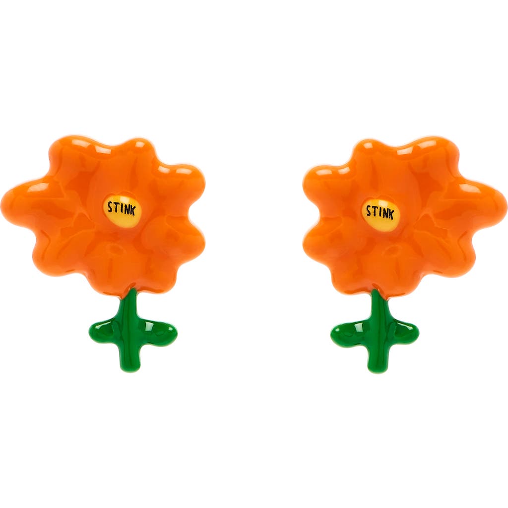 Marc Jacobs Stink Enamel Stud Earrings In Orange