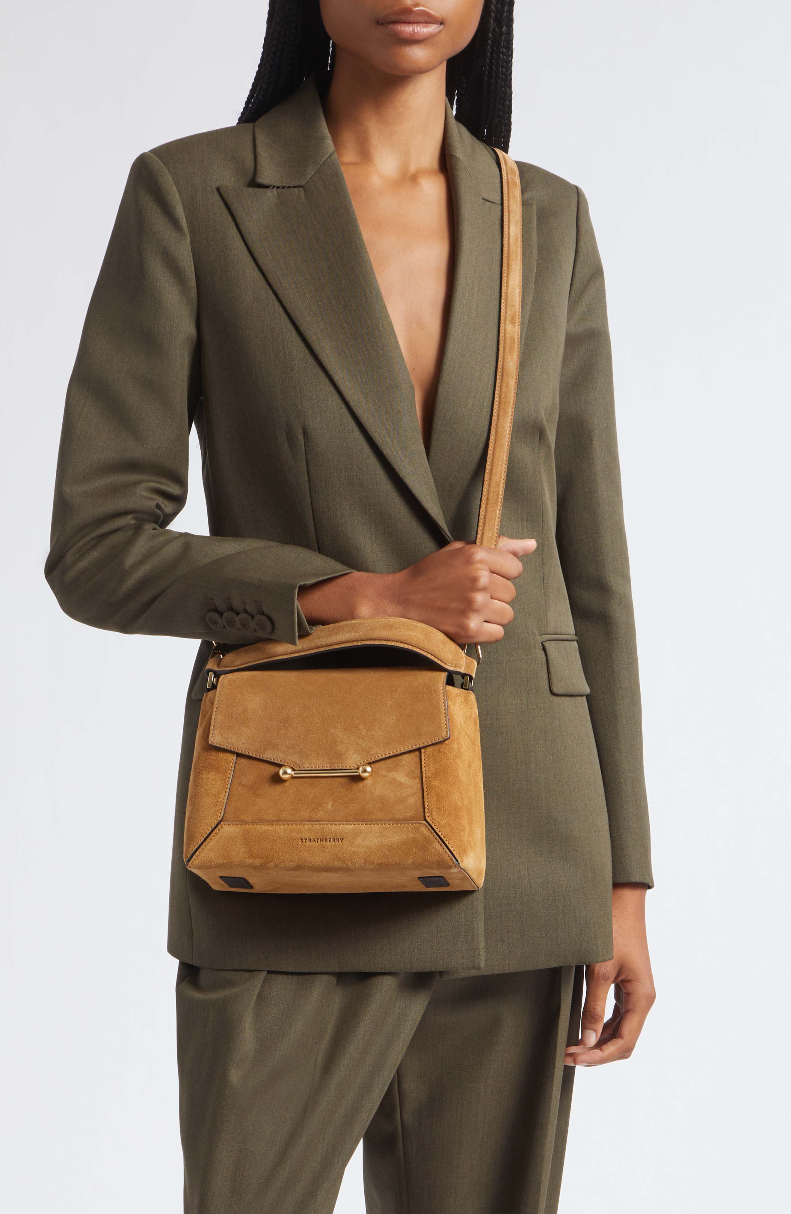 Mosaic Suede Top Handle Bag, Alternate, color, TOFFEE/ ESPRESSO