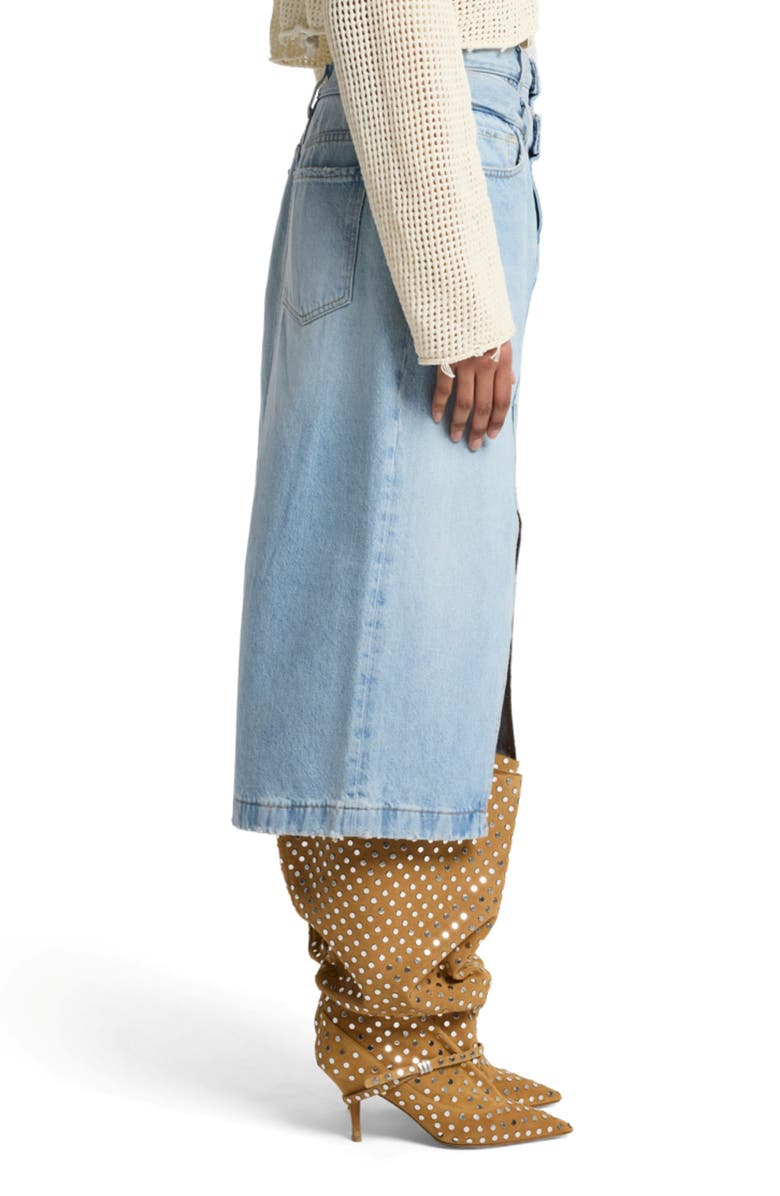 Seven Double Waistband Denim Maxi Skirt, Alternate, color, Bleach