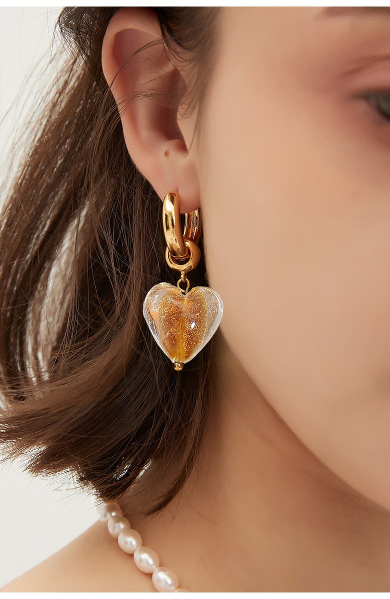 Classicharms Esmée Glaze Heart Dangle Earrings, Alternate, color, Amber
