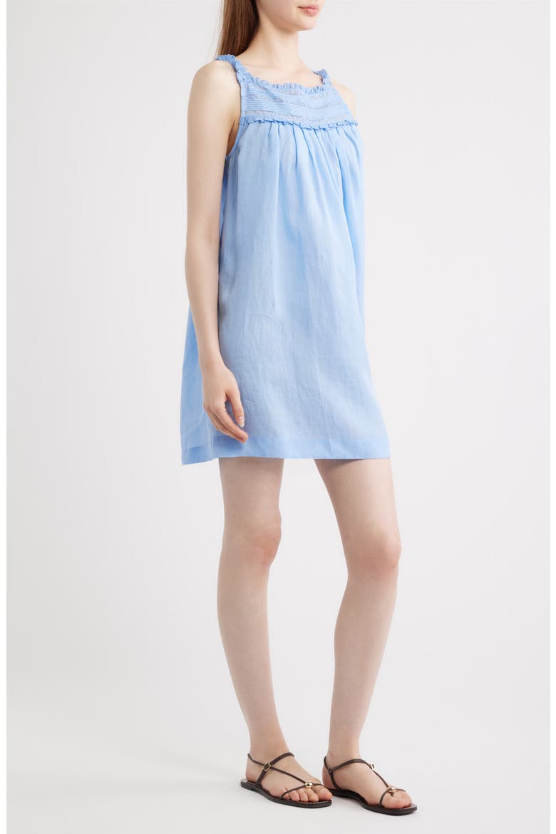 Bea Pleat & Lace Detail Ramie Minidress, Alternate, color, BLUEJAY