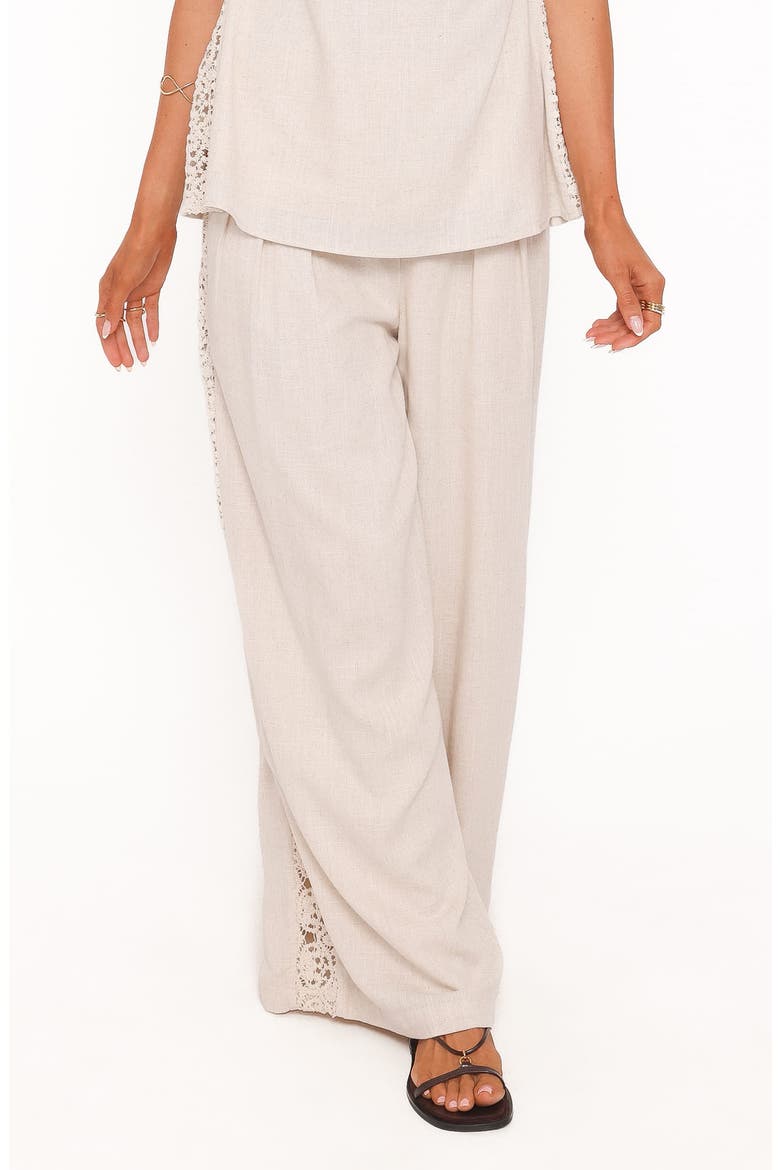Arles Pleated Cotton Wide Leg Pants, Main, color, BEIGE LACE