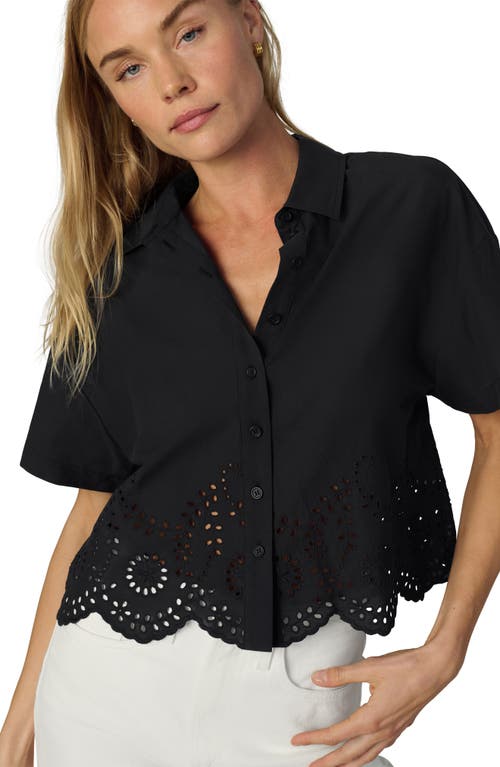 Joe's Jeans The Eyelet Short Sleeve Crop Shirt In Black