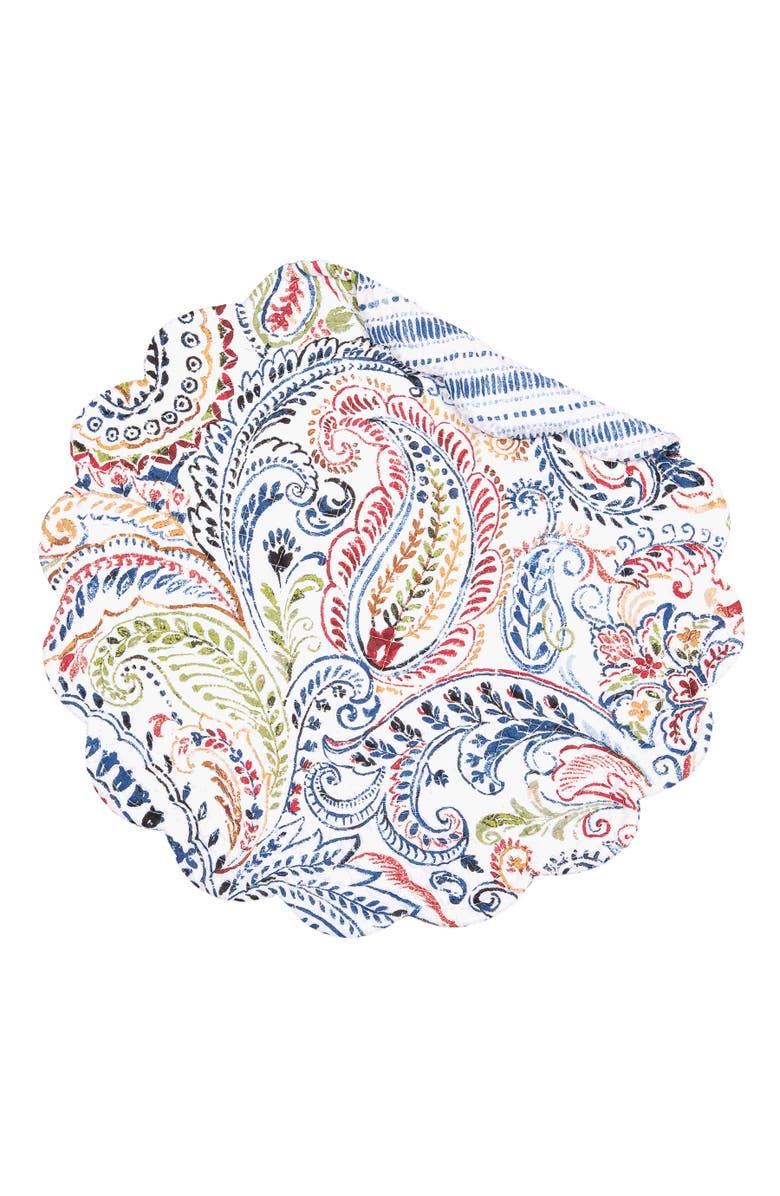 C&F Home Payton Paisley Round Placemats Set of 6, 17", Alternate, color, Blue