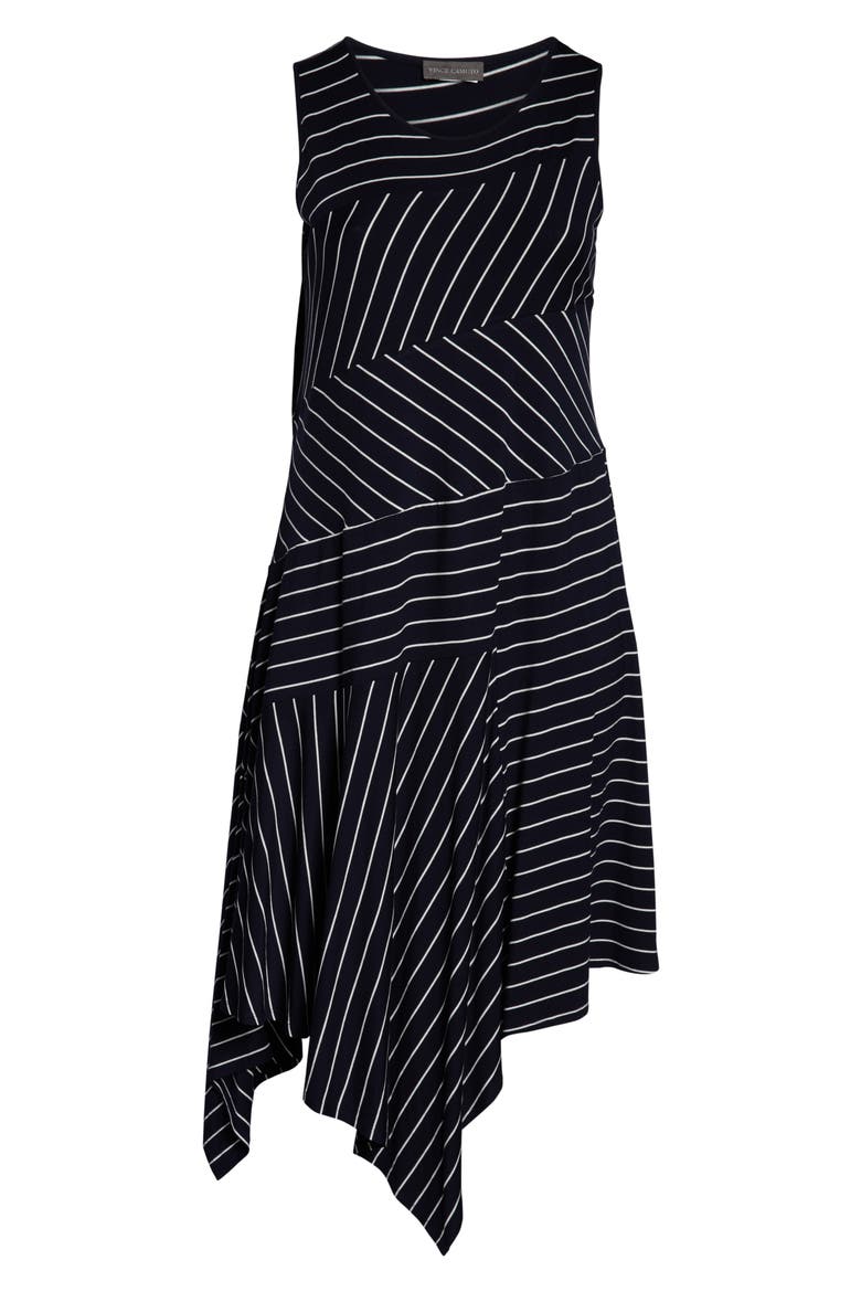 Stripe Asymmetrical Hem Dress, Alternate, color, CLASSIC NAVY
