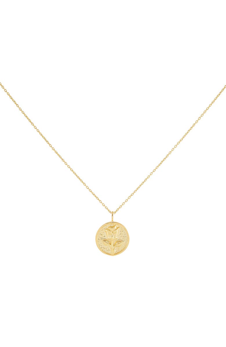 BY ADINA EDEN Adina's Jewels Rose Coin Pendant Necklace, Main, color, 