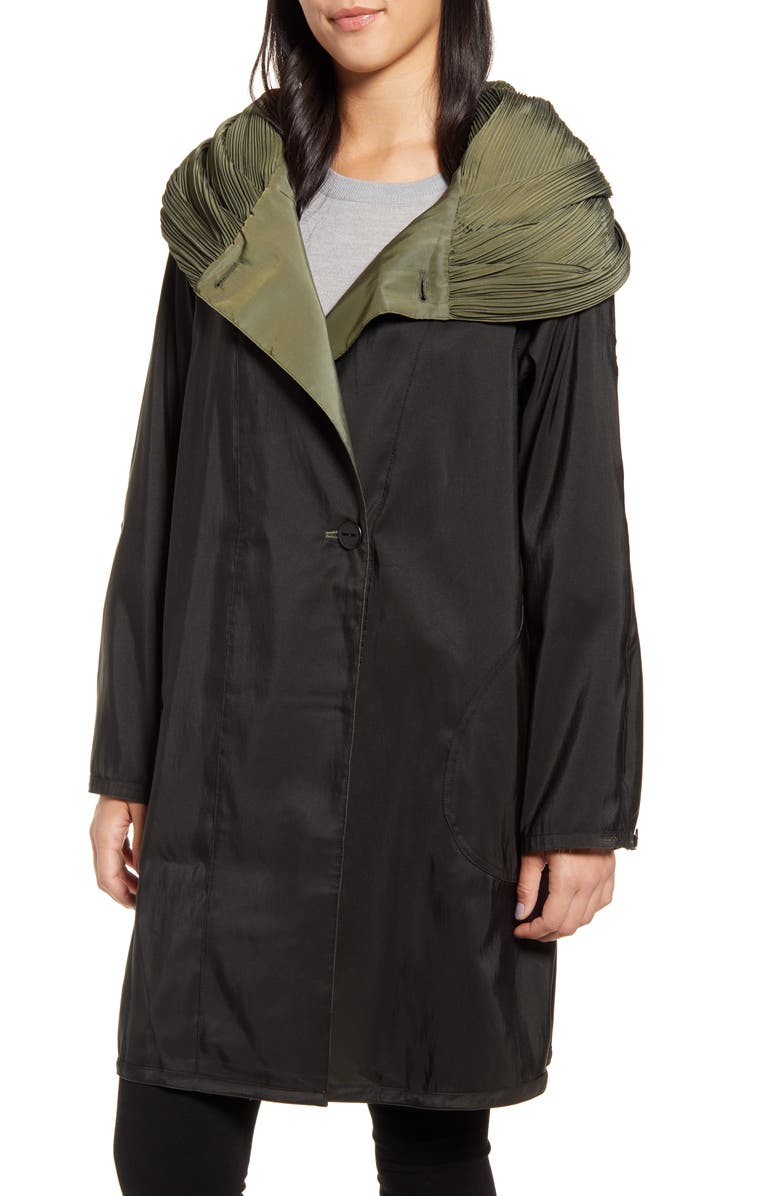 Mycra Pac Reversible Pleat Hooded Raincoat, Alternate, color,