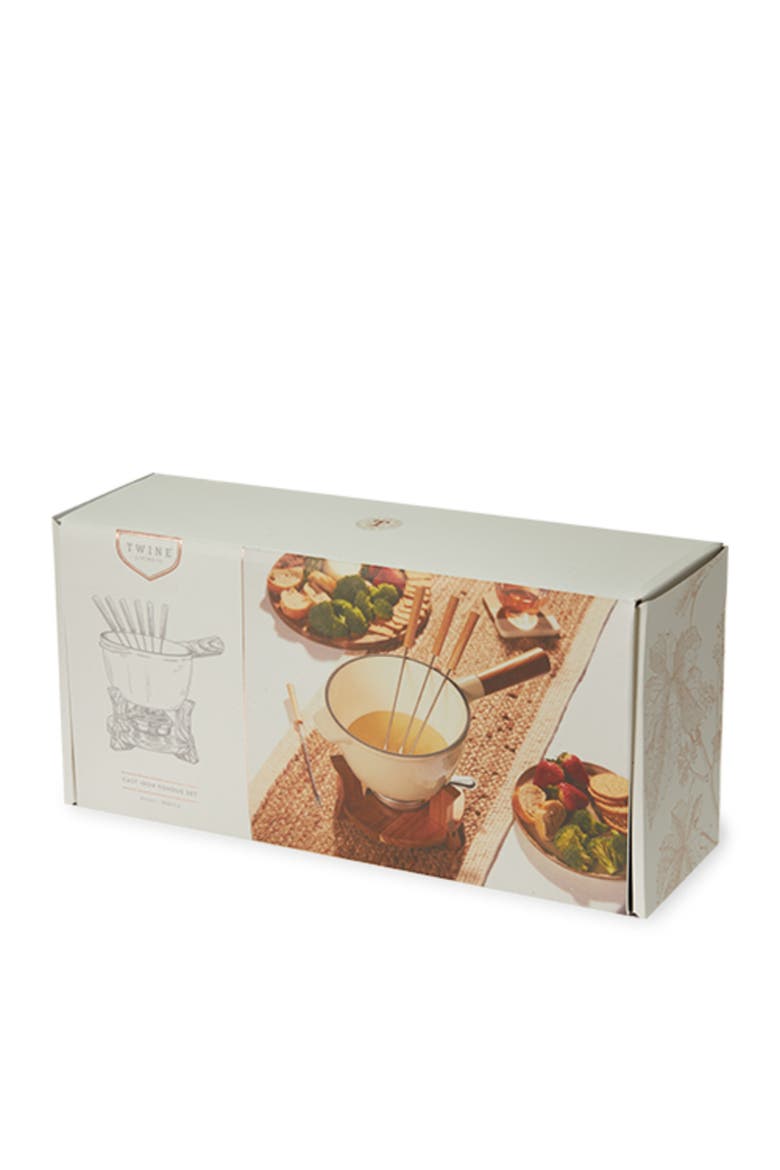 Wood and Cast Iron Fondue Set in Beige, Alternate, color, Beige
