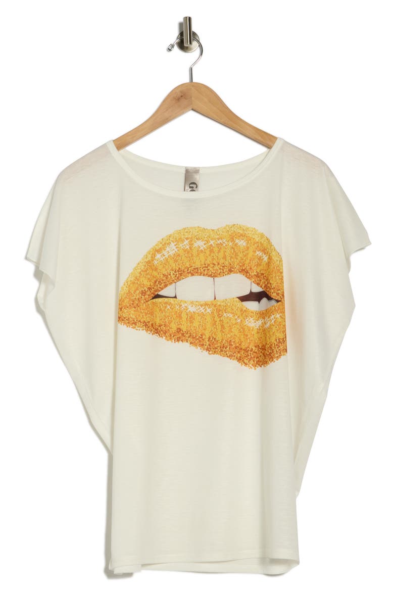 Woman Rose Cap Sleeve Graphic T-Shirt, Alternate, color, WHITE PRINT/ LIPS