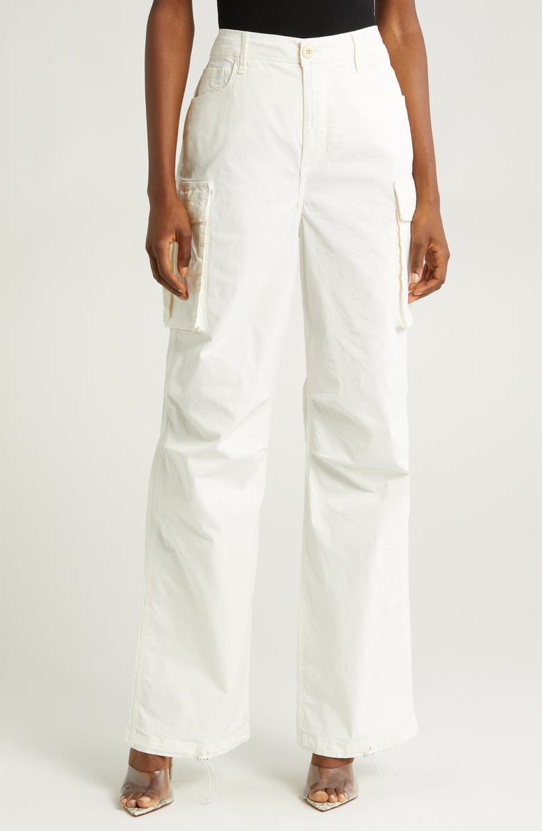 Good American Cotton Cargo Pants, Alternate, color, Cloud White001