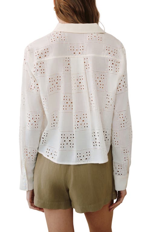 Bella Dahl Embroidered Eyelet Button-up Shirt In Multi