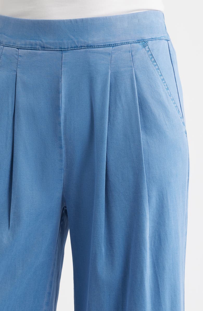 Hue Wide Leg Pull-On Denim Pants, Alternate, color, Chambray