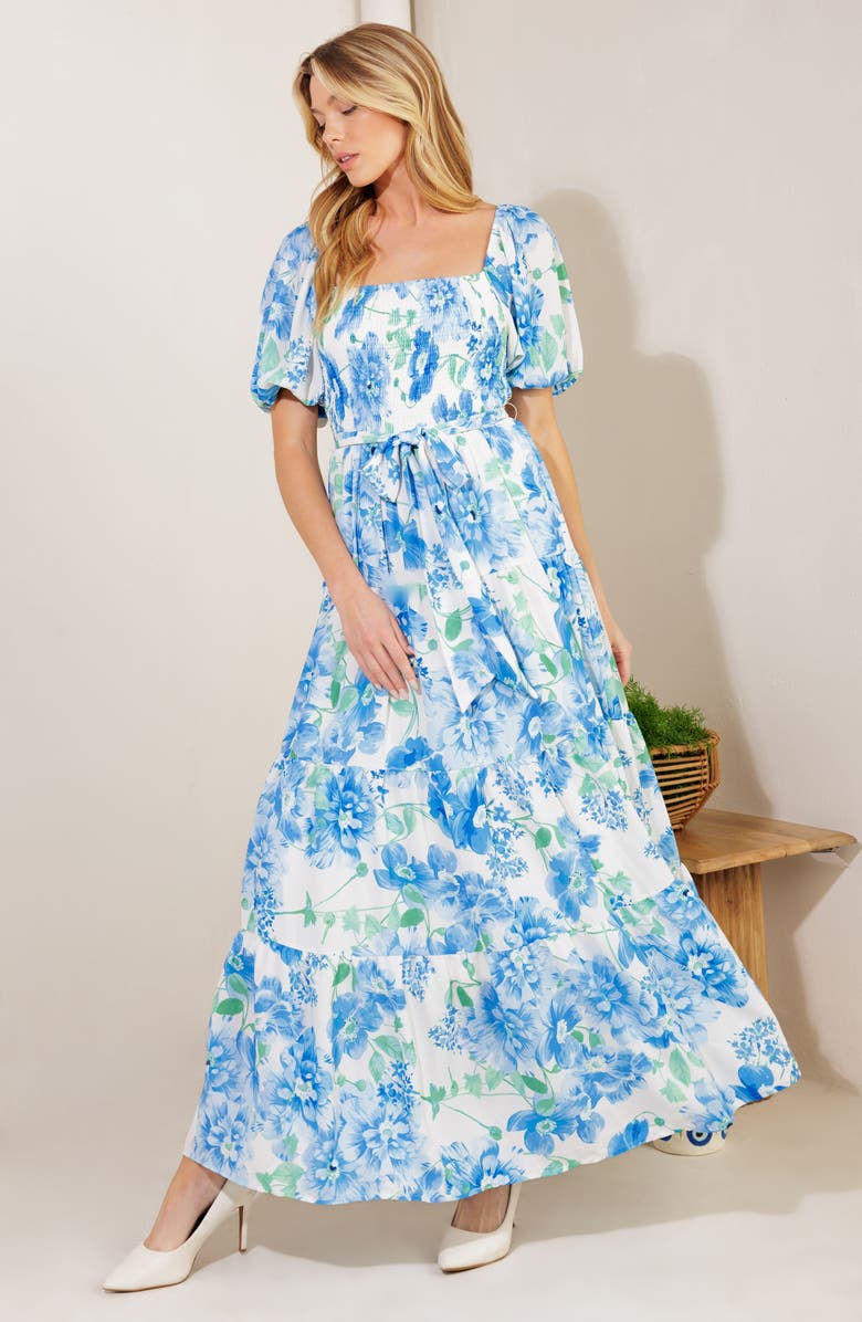 FLYING TOMATO Puff Sleeve Maxi Dress, Alternate, color, 