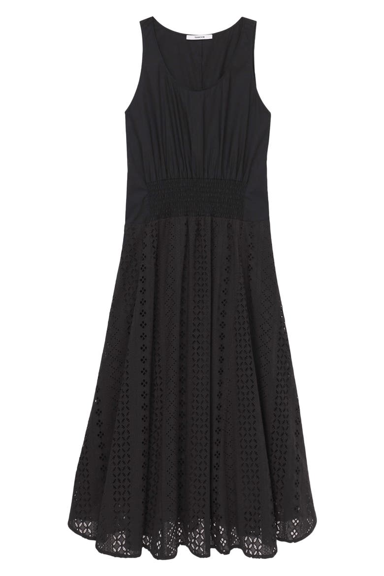 Cotton Eyelet Trapeze Dress, Main, color, BLACK