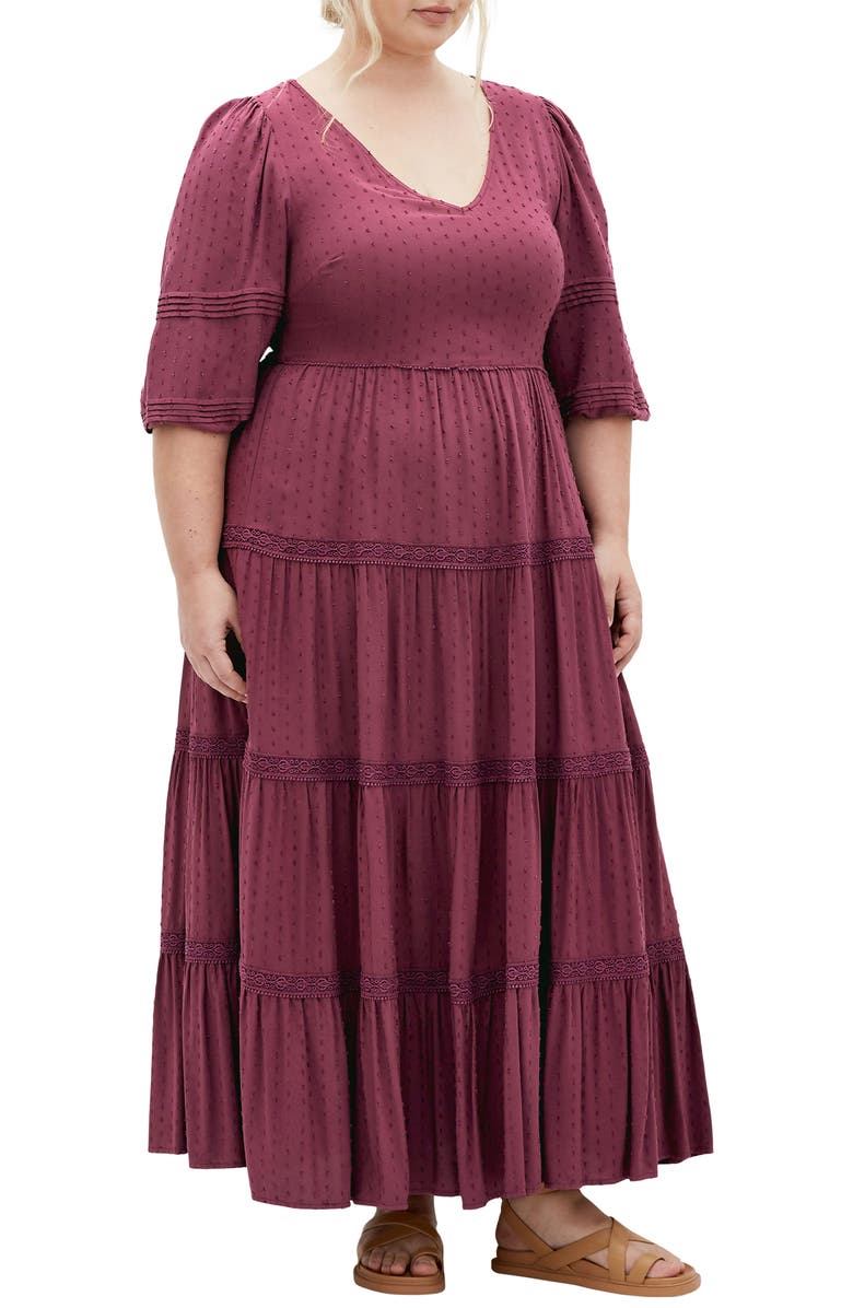 City Chic Brooklynn Tiered Maxi Dress, Main, color, Purple