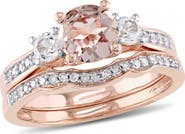 Julianna B. Morganite & Diamond 3-Stone Bridal Ring Set