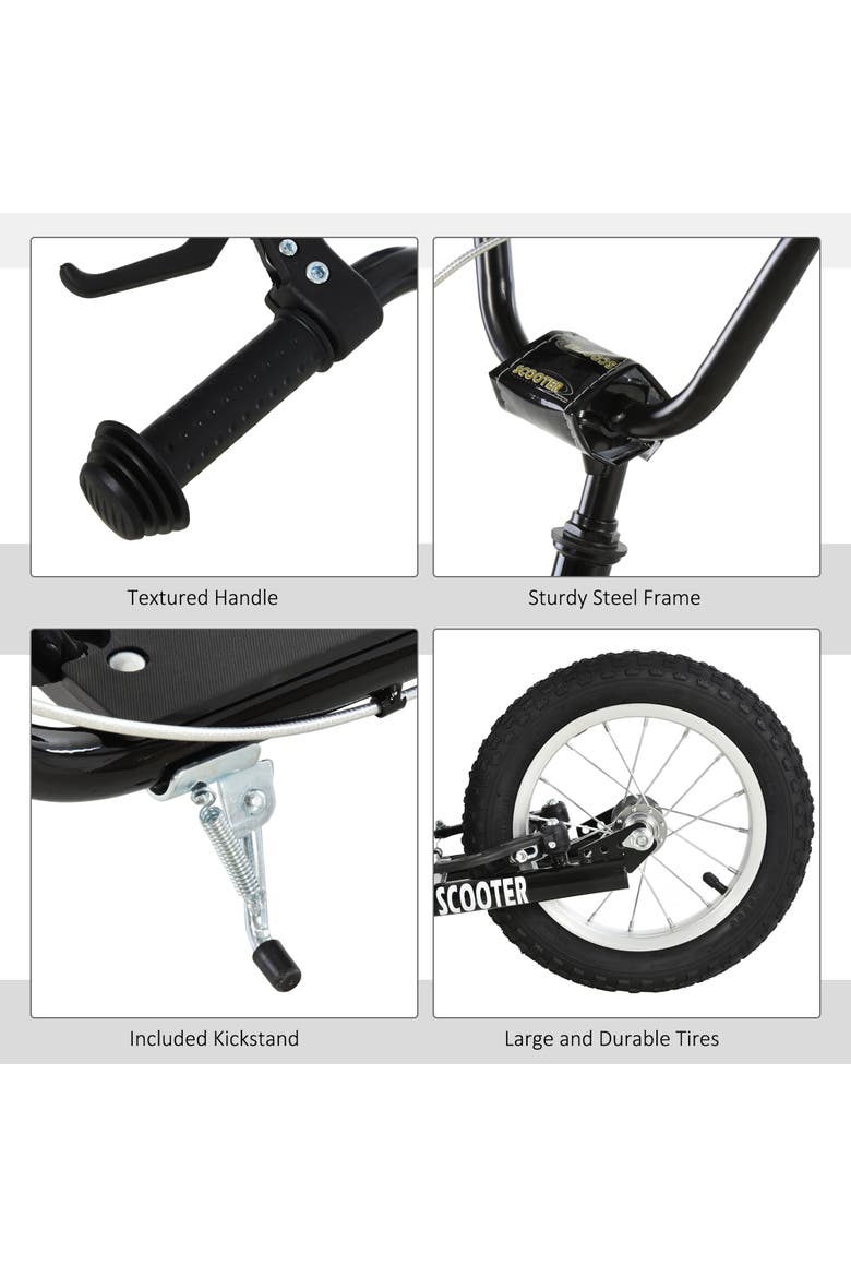 Teens Youth Kick Scooter with Adjustable Handlebar, Dual Brakes, Inflatable Wheels, Alternate, color, Black