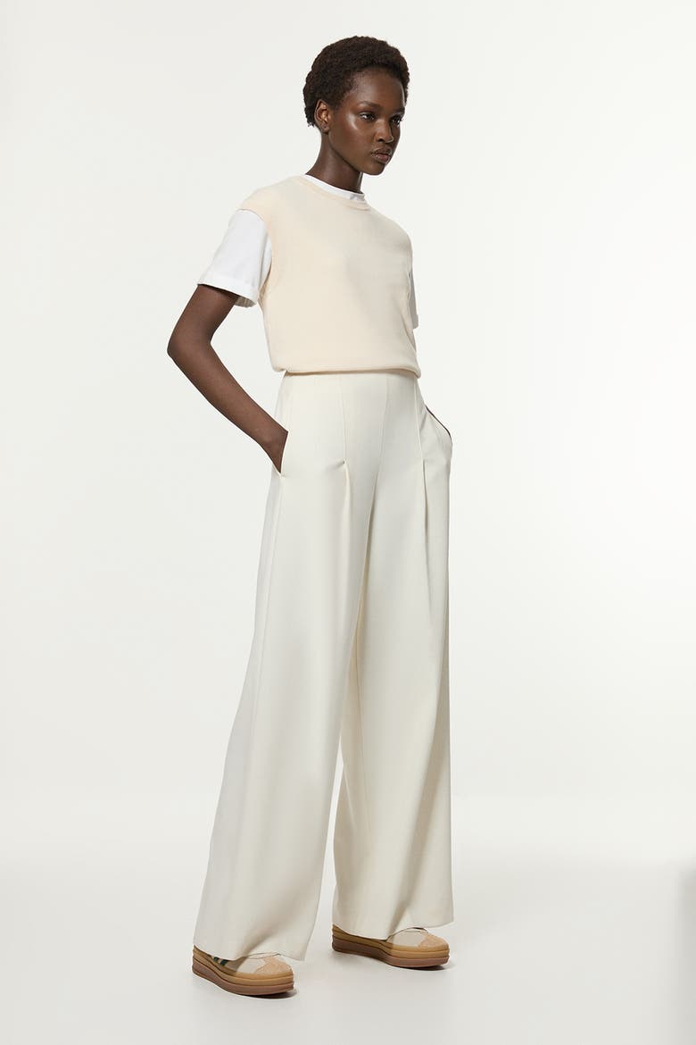 Essential Wide Leg Tailored Trouser, Alternate, color, Ivory