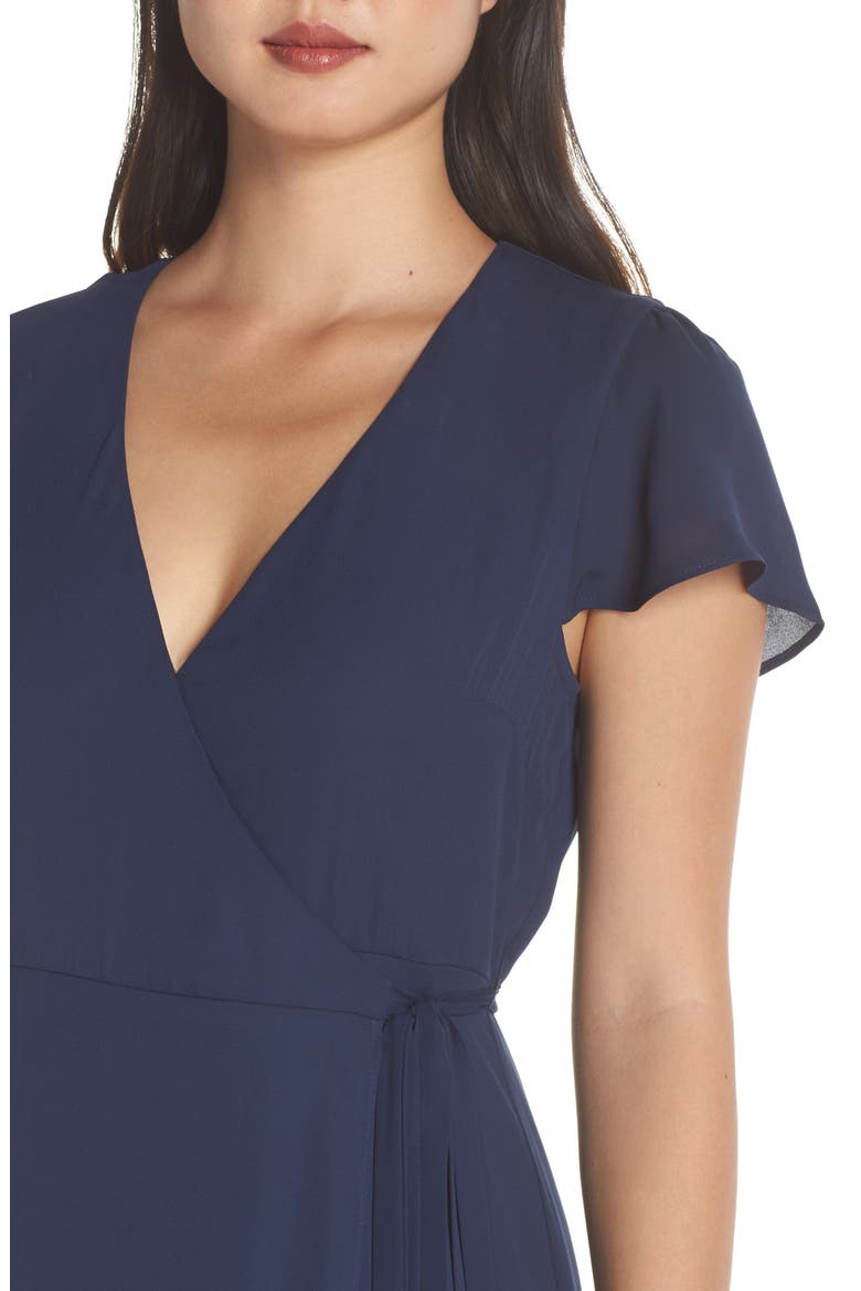 Noelle Wrap Dress, Alternate, color, RICH NAVY CRISP